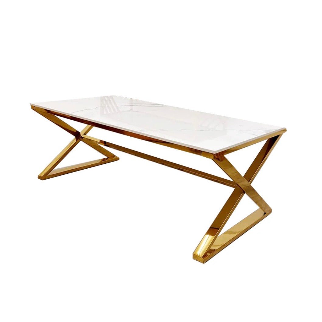 Zion Gold Coffee Table with Polar White Sintered Top - The Outlet Home