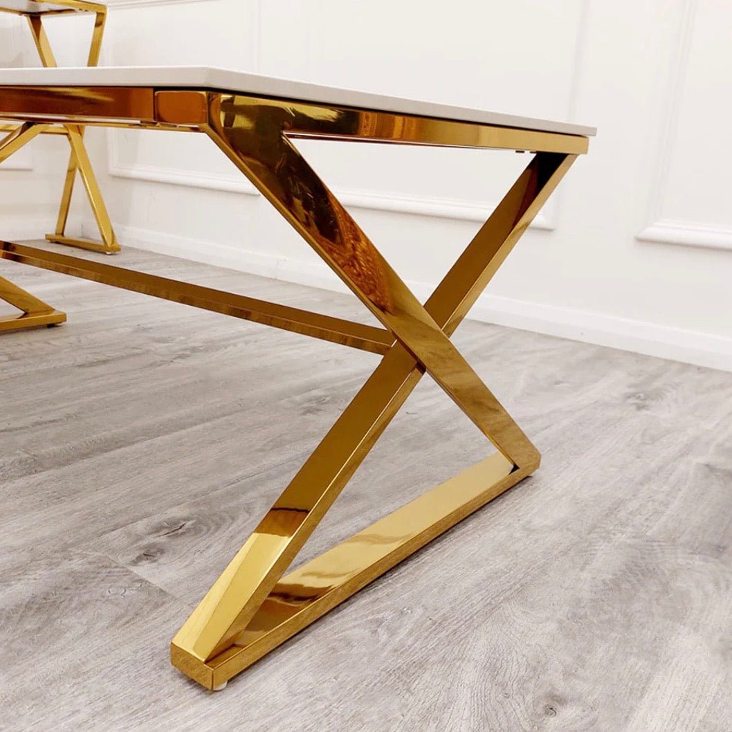 Zion Gold Coffee Table with Polar White Sintered Top - The Outlet Home